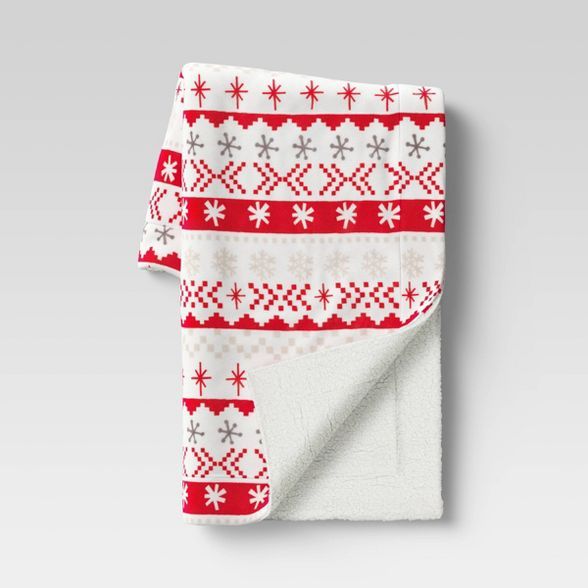 Holiday Fairisle Plush with Sherpa Reverse Throw Blanket - Wondershop™ | Target