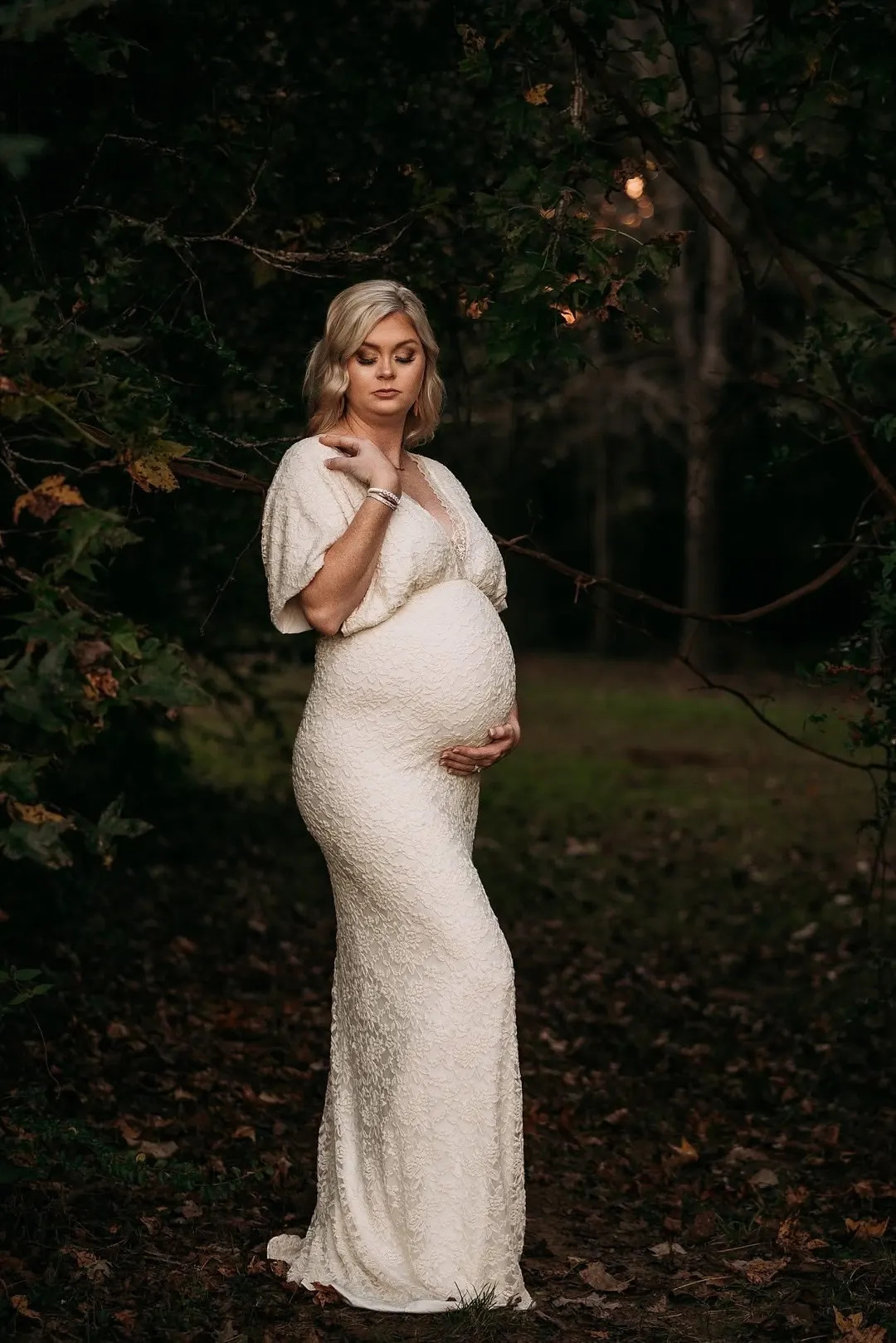 Maternity lace wedding dress, Ivory Floral Lace Maternity Gown, Boho Photoshoot Dress, Baby showe... | Etsy (US)