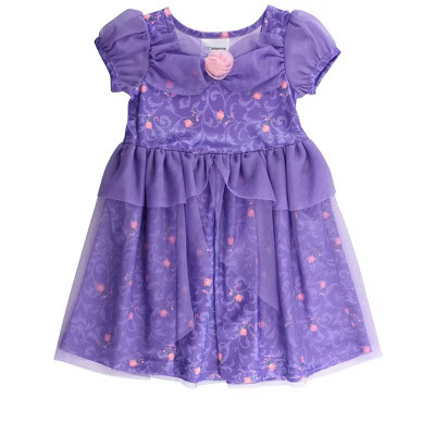 RuffleButts Girls Princess Dress-Up Puff Sleeve Nightgown - Royal Purple Princess, 18-24m | Target