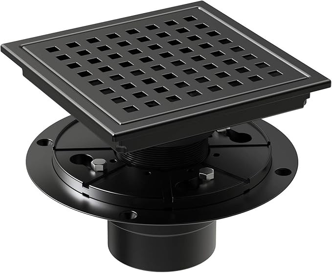 WEBANG 6 Inch Square Shower Floor Drain with Flange,Quadrato Pattern Grate Removable,Food-Grade S... | Amazon (US)