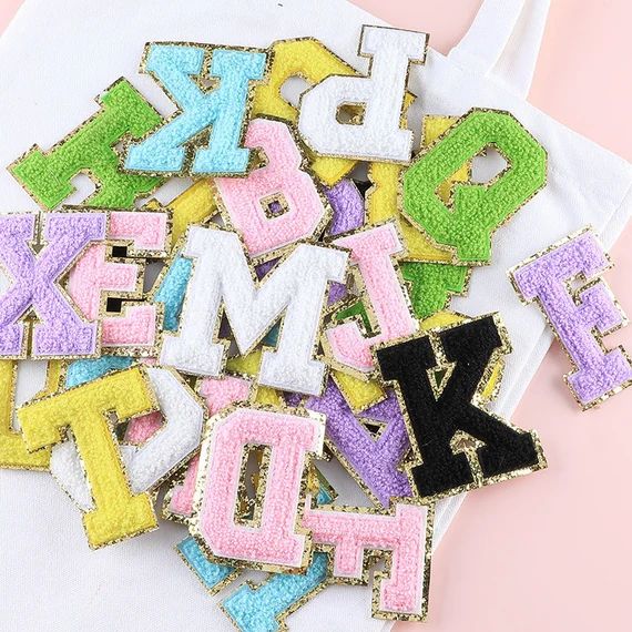 Colorful Chenille Embroidered Letters  Applique Patch design  Name Letters Patch for T-Shirt or C... | Etsy (US)