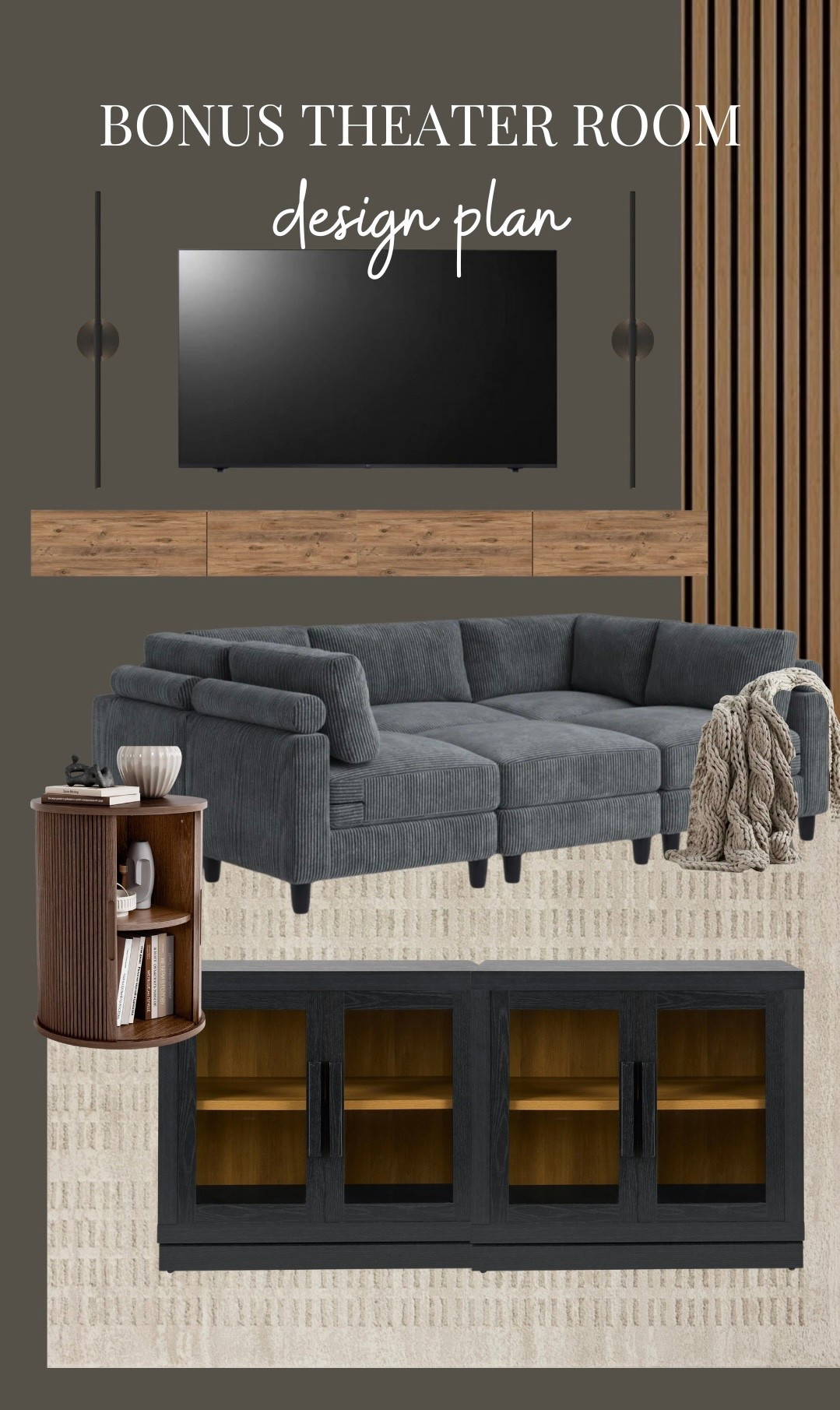 My son asked me to redo our bonus game room this summer, so I put together a mood board for a whole new masculine, moody and modern space. His requirements: a pit couch, dark gray walls and a shag rug. 😅 I also chose these inexpensive cabinets from Walmart to put all of his Lego and gamer creations on display! Bonus: the side table doors close and have just enough room to hold a mini fridge. I’m excited to see this space come to life!

#LTKFindsUnder100 #LTKHome #LTKMens