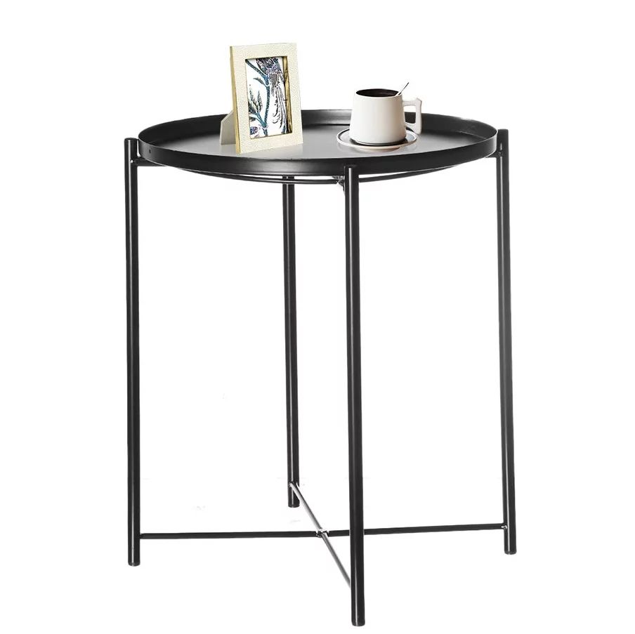 Side Table Round Metal, Outdoor Side Table Small Sofa End Table Indoor Accent Table Round Metal C... | Walmart (US)
