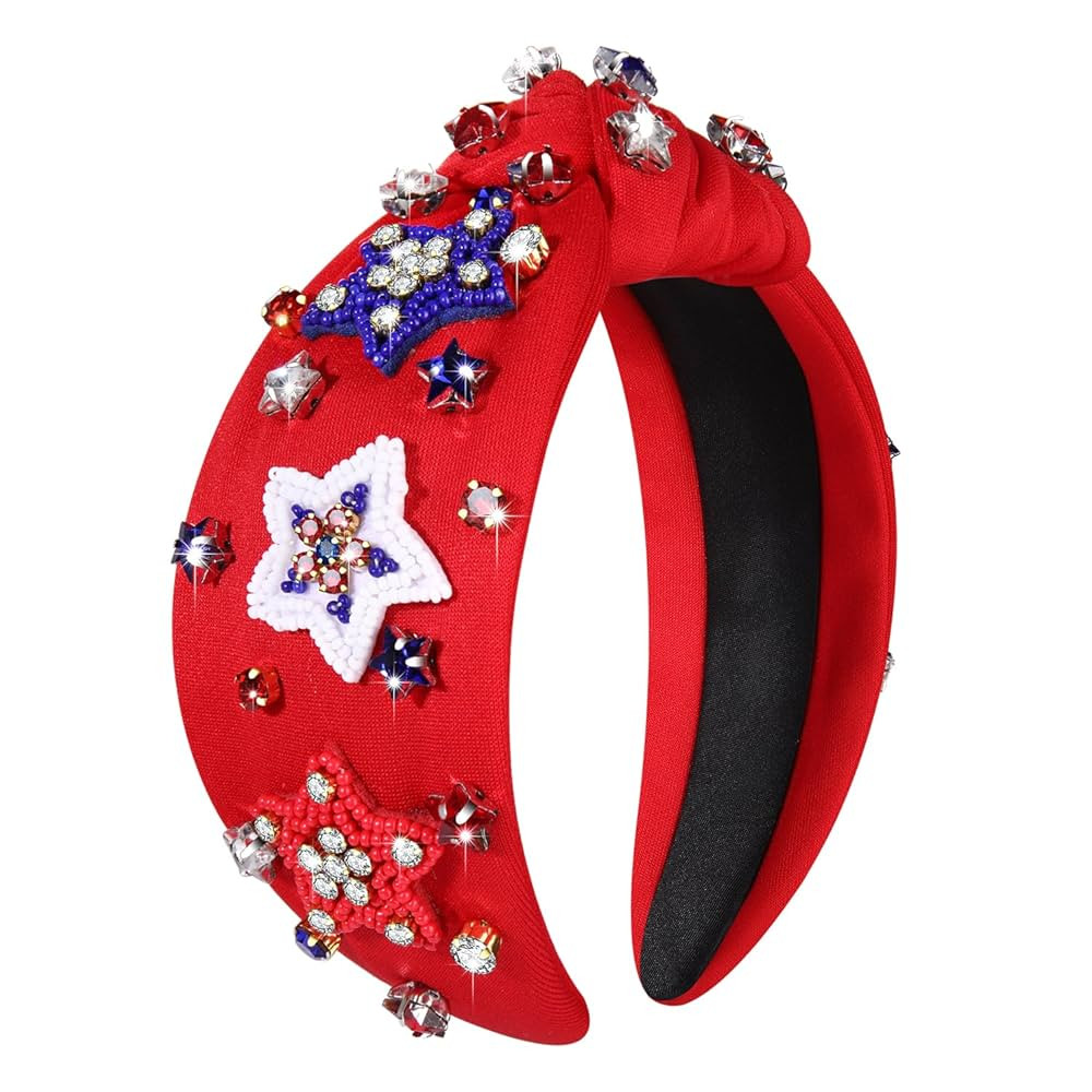 MOLOCH American Flag Headband 4th of July Headband Red White Blue USA Stars Knotted Head Band for... | Amazon (US)