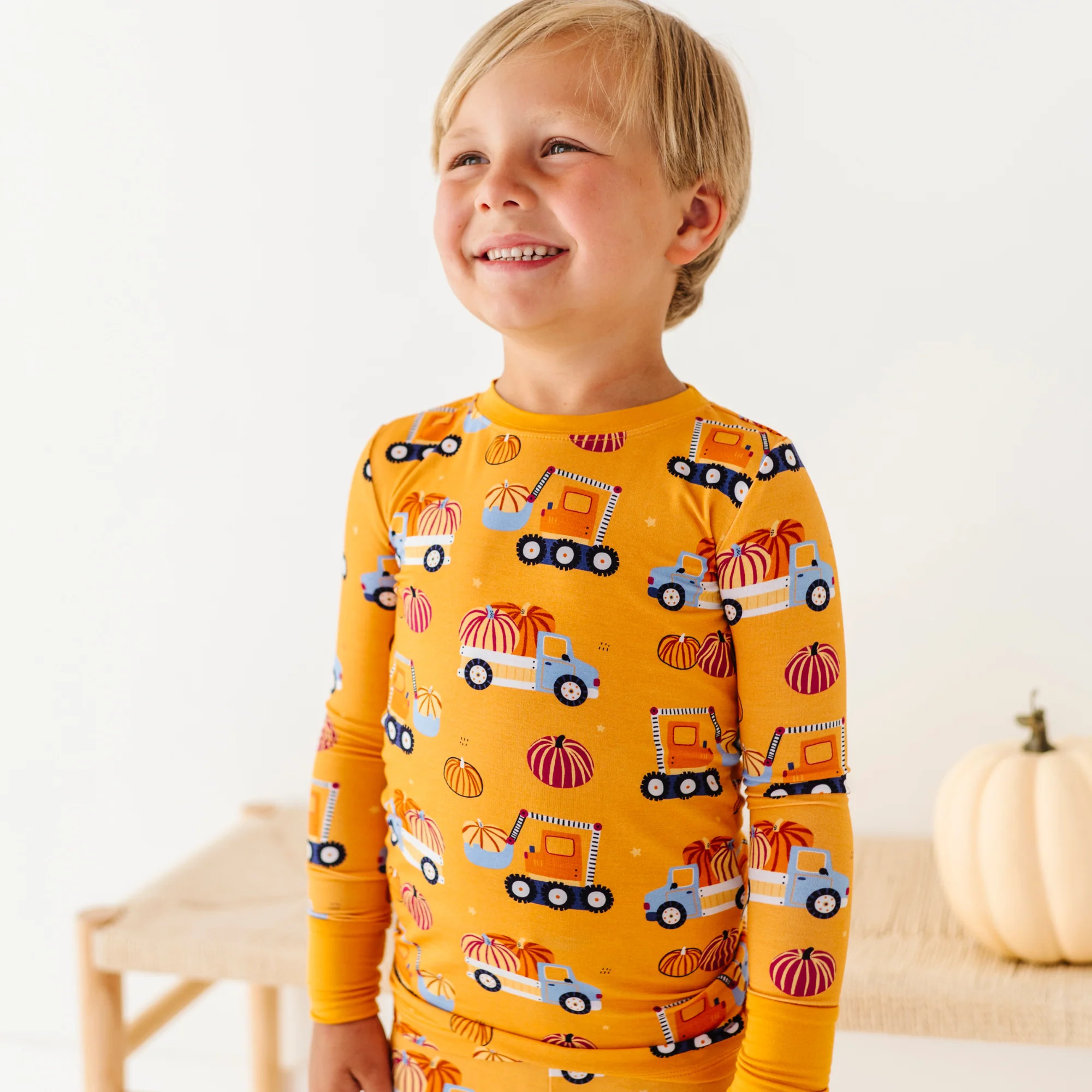 Fall Truck Pumpkin Pajamas | Soft Bamboo Autumn Sleepwear | Kiki + Lulu | Kiki + Lulu