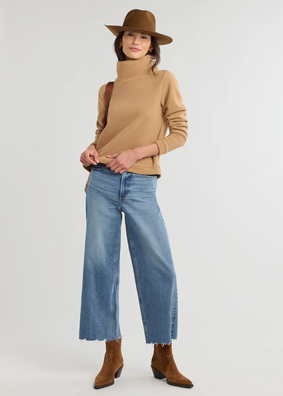 Park Slope Turtleneck in Vello Fleece (Camel) | Dudley Stephens