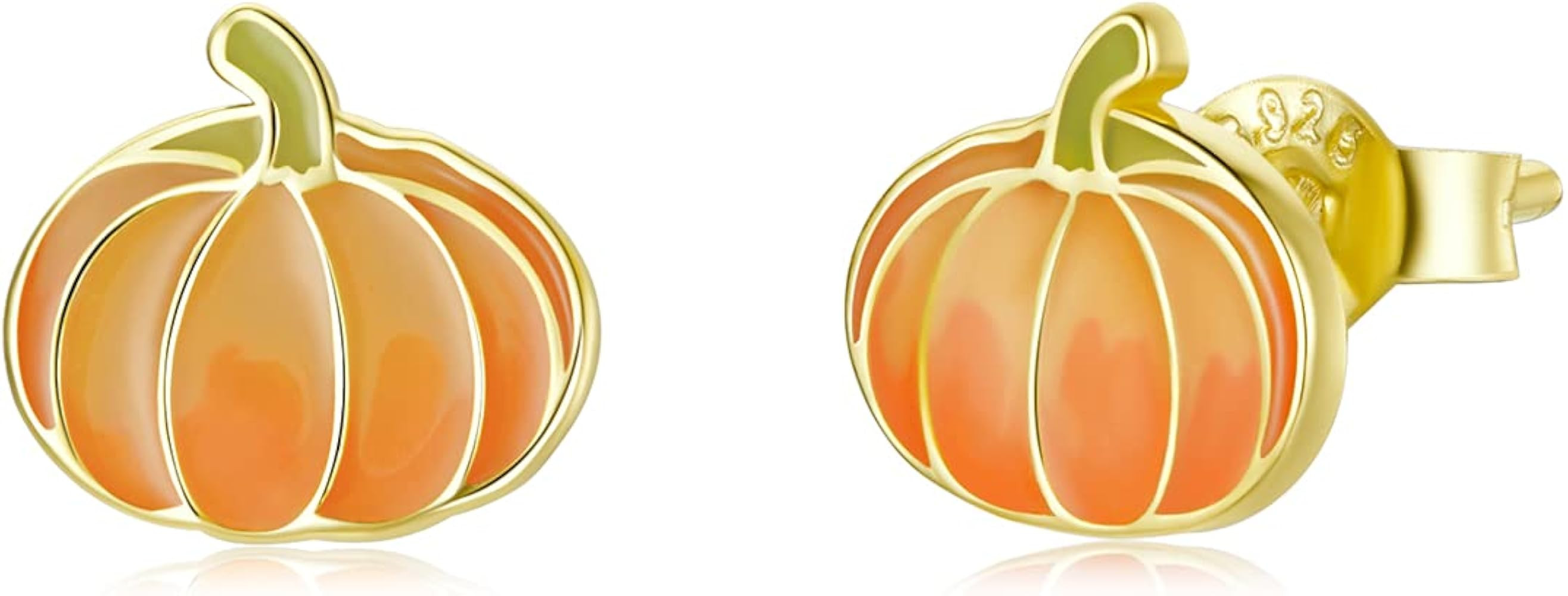Pumpkin Earrings for Women Pumpkin Stud Earring Hypoallergenic Small Cute 925 Sterling Silver Gol... | Amazon (US)