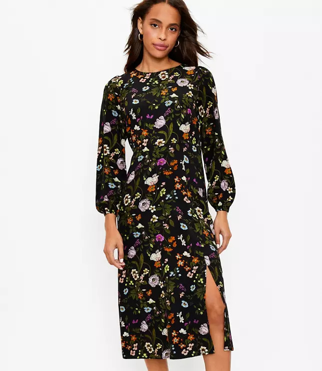 Floral Slit Midi Dress | LOFT | LOFT