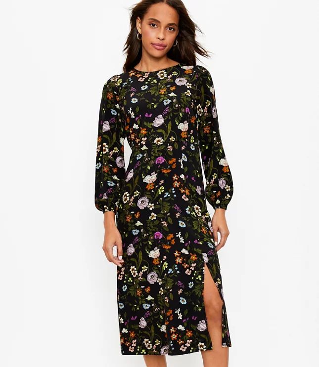 Floral Slit Midi Dress | LOFT | LOFT