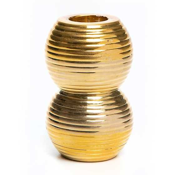 Ribbed Double Sphere Candle Holder - Gold | MacKenzie-Childs
