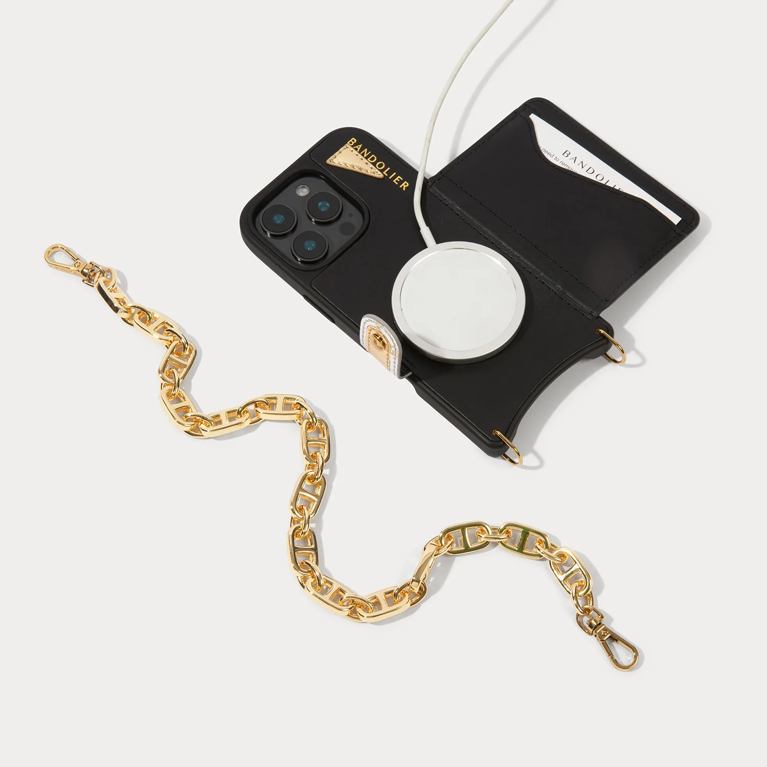 Isla MagSafe Charging Wristlet Phone Case - Black/Gold | Bandolier