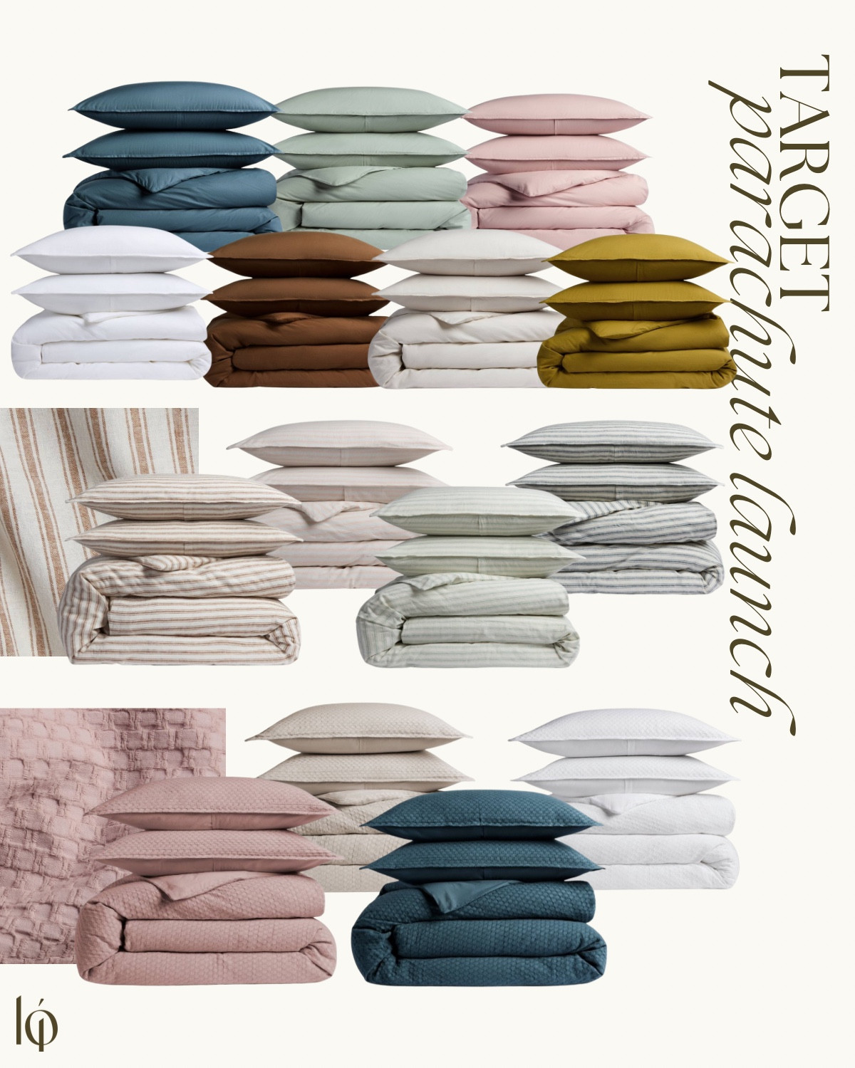 Parachute’s exclusive collection for Target has officially launched! Discover over 200 luxurious bedding and bath essentials—crafted for softness and style—now available in-store and online, with most items under $90.

	•	#ParachuteForTarget
	•	#TargetStyle
	•	#LuxuryForLess
	•	#CozyAtHome
	•	#TargetHome
	•	#BeddingGoals
	•	#BathroomRefresh
	•	#SoftestSheets
	•	#LuxeForLess