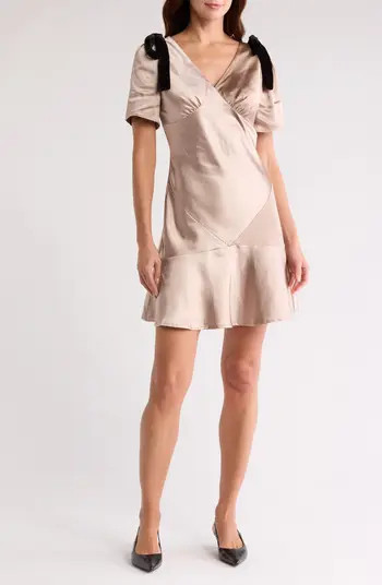 Velvet Bow Trim Satin Dress | Nordstrom Rack