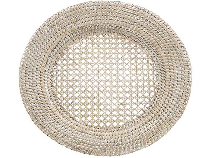La Jolla Handwoven Round Rattan Charger Plate, 12.5 inch, Set of 2, White Wash | Amazon (US)