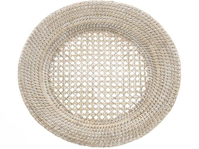 La Jolla Handwoven Round Rattan Charger Plate, 12.5 inch, Set of 2, White Wash | Amazon (US)