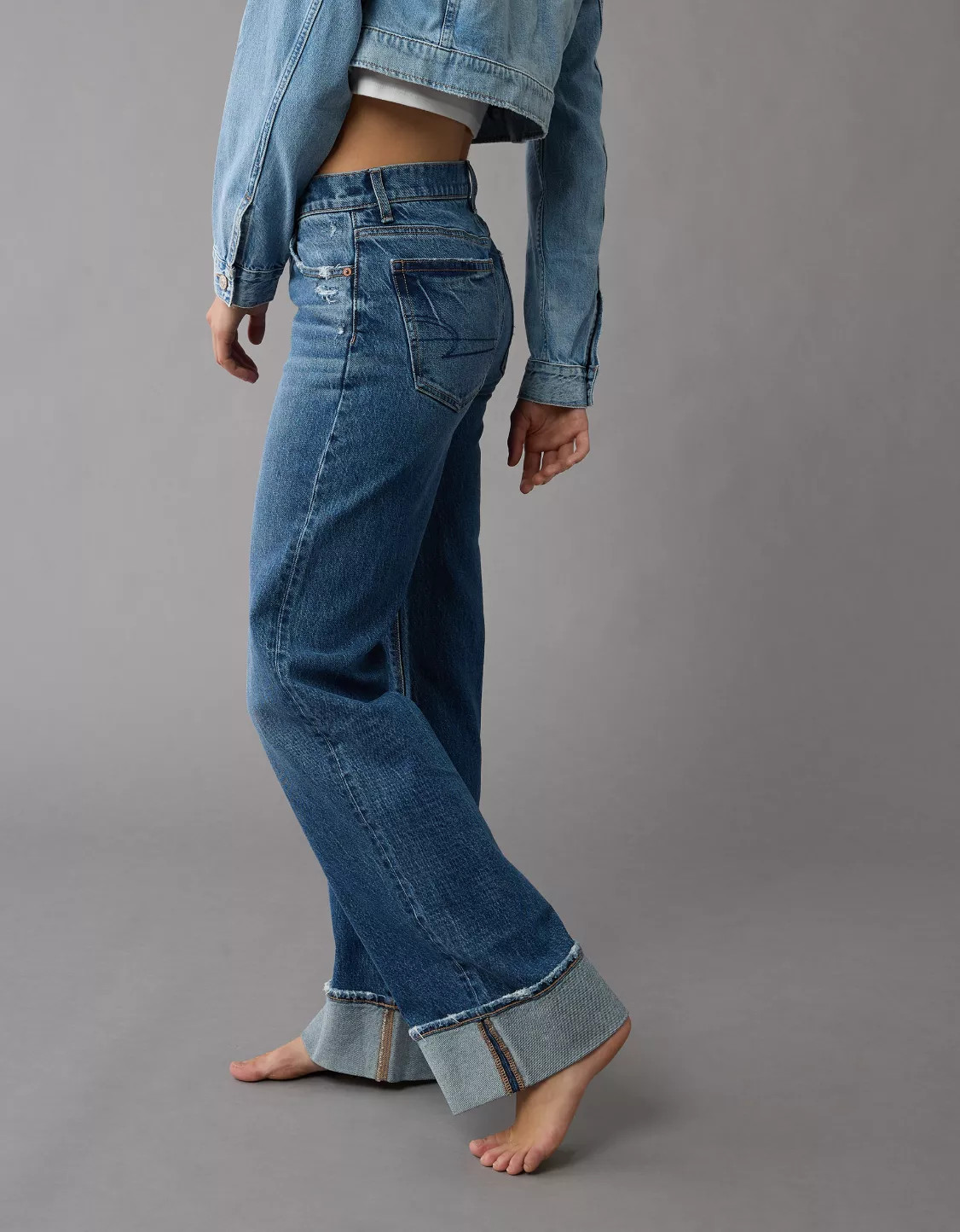 AE Stretch High-Waisted Stovepipe Cuffed Jean | American Eagle Outfitters (US & CA)