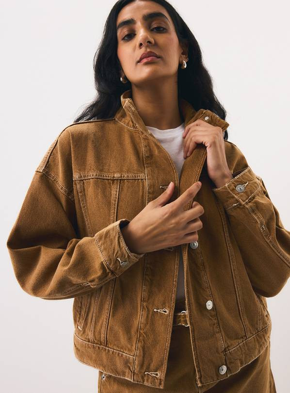 Buy Tan Denim Funnel Co-ord Trucker Jacket 20 | Co-ords | Tu | Tu Clothing