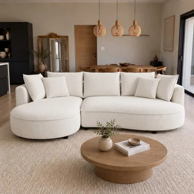 125" Oversized Curved Boucle Sectional Sofa with Chaise | Wayfair North America