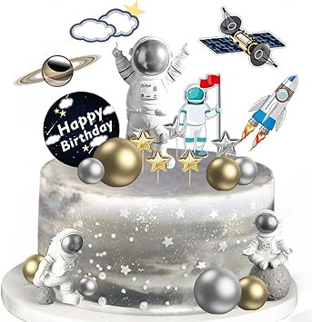 22 Pcs Space Cake Topper,Outer Space Cupcake Toppers Astronaut Figurine Birthday Space Themed Par... | Amazon (CA)