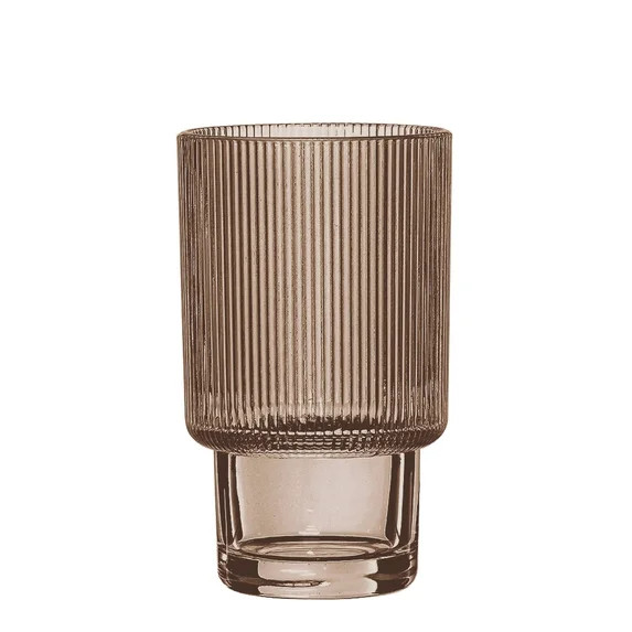 Better Homes & Gardens 13.5 oz Brown Stackable Ribbed Highball Glass | Walmart (US)
