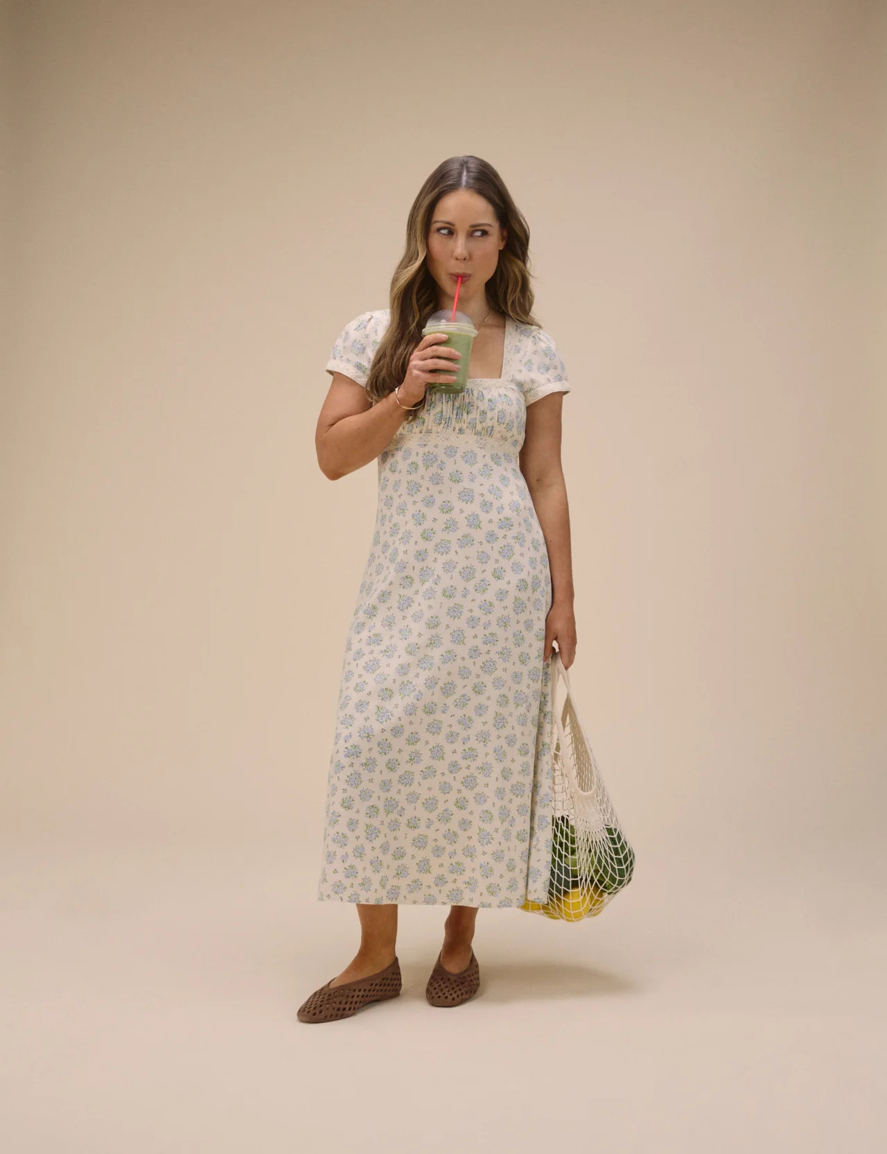 Blue Ditsy Floral Charlotte Midi Dress | Nobody's Child