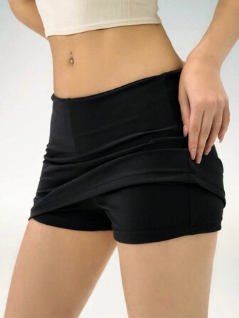 Women's Summer Solid Color Slim Fit Mini Skirt | SHEIN
