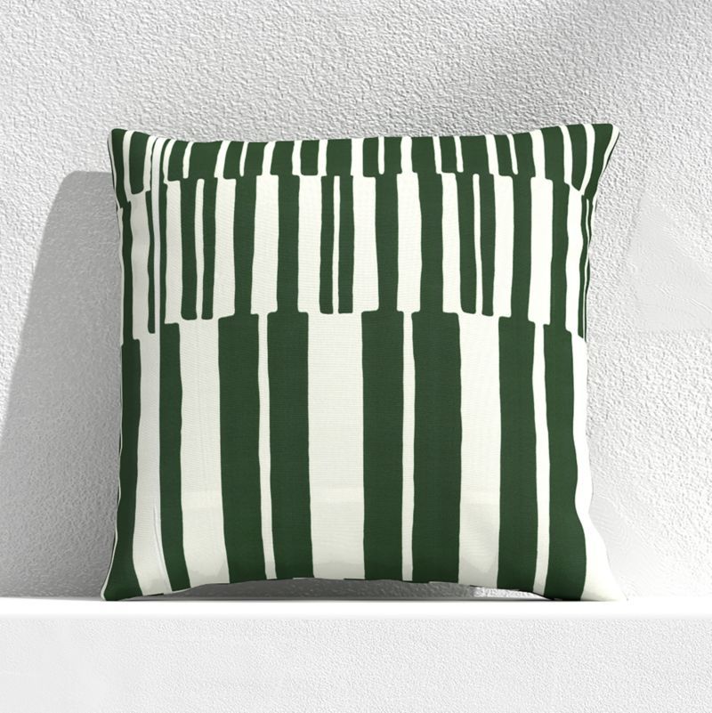 Striped Lines Green 20" Outdoor Pillow | Crate and Barrel | Crate & Barrel