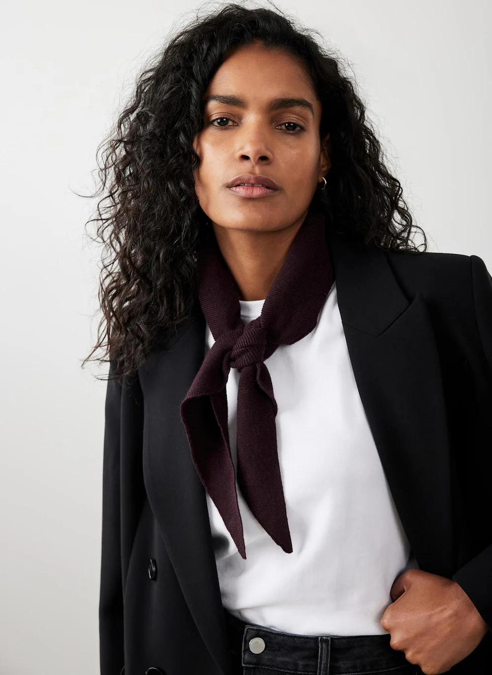 Burgundy Triangle Knit Scarf | Mint Velvet