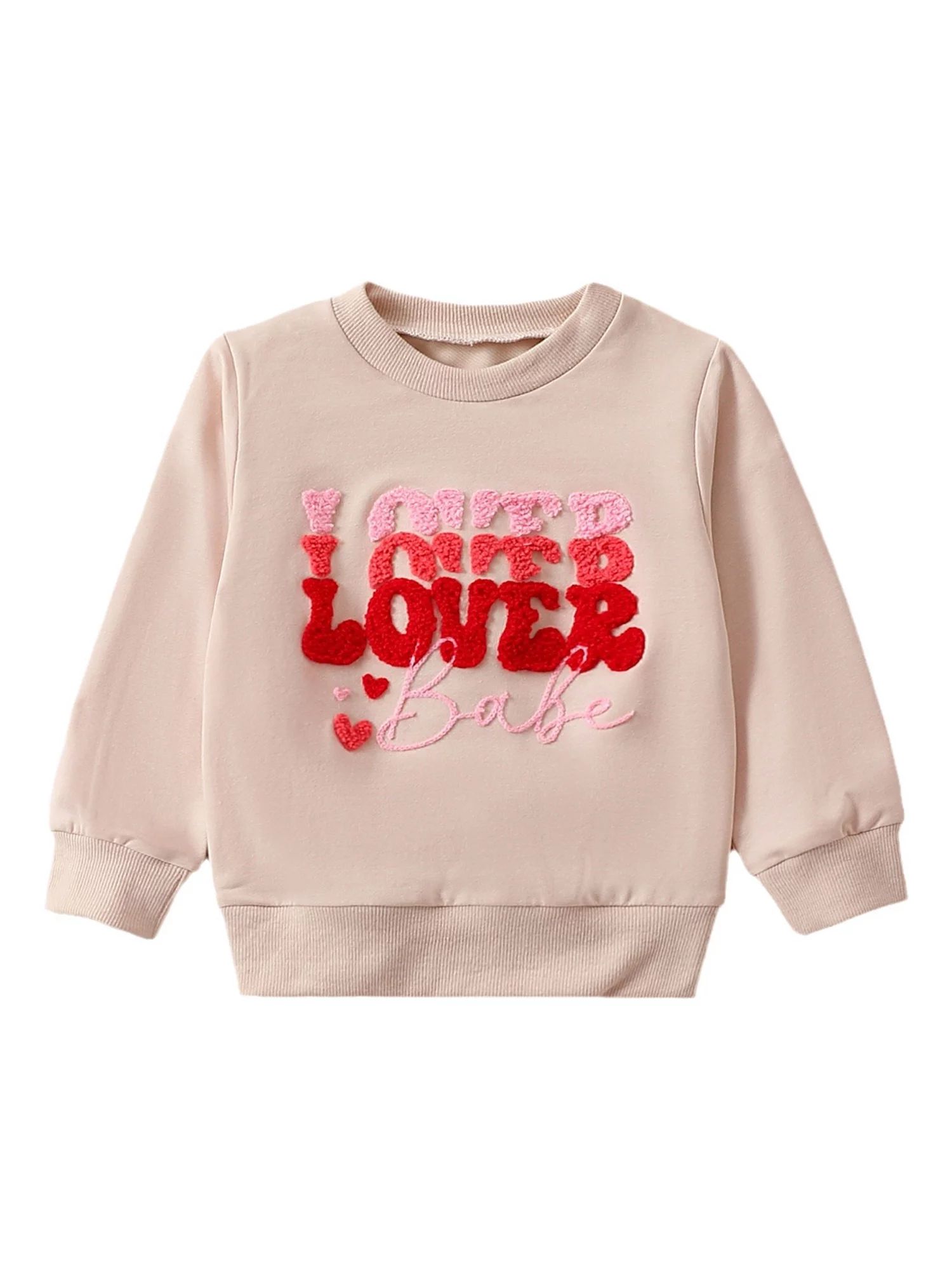 Toddler Baby Girl Valentine's Day Sweatshirts Long Sleeve Letter Love Embroidery Sweater Pullover... | Walmart (US)