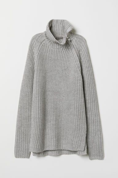 H & M - Turtleneck Sweater with Zip - Gray | H&M (US)