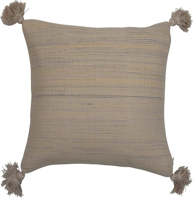 Creative Co-Op 20" Square Woven Cotton Tassels Pillow, Multicolored | Amazon (US)