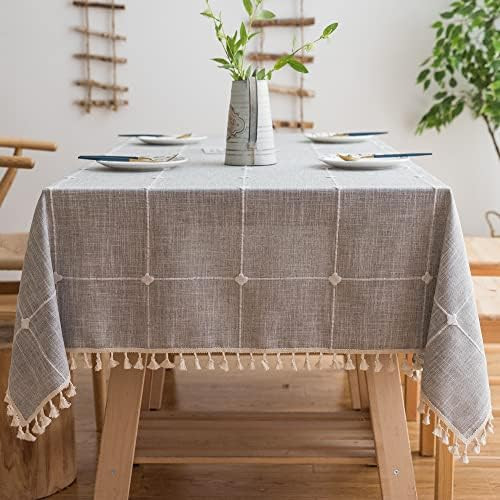 Pahajim Linen Rectangle Tablecloth Table Cloth Heavy Weight Cotton Linen Dust-Proof Table Cover f... | Amazon (US)