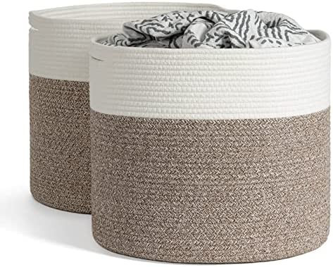Amazon.com: Goodpick 2pack Large Woven Blanket Storage Baskets Round Laundry Basket Toy Organizie... | Amazon (US)