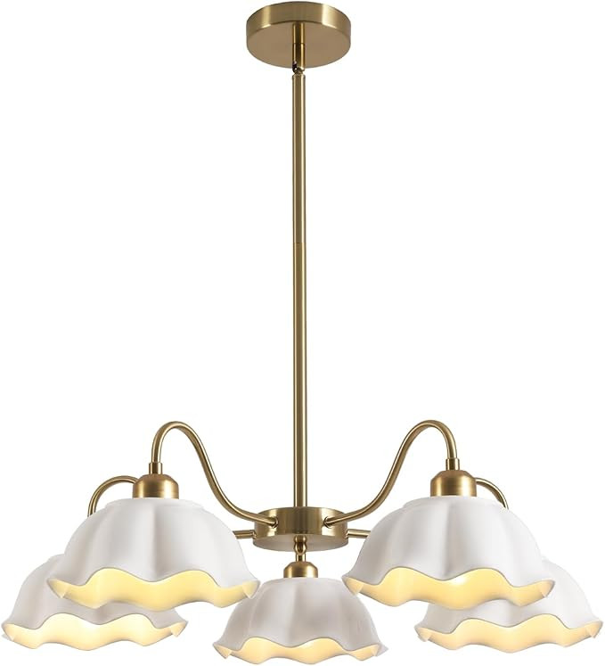 5-Light Gold Sputnik Chandelier Semi Flush Mount Chandelier Mid Century Modern Sputnik Chandelier... | Amazon (US)