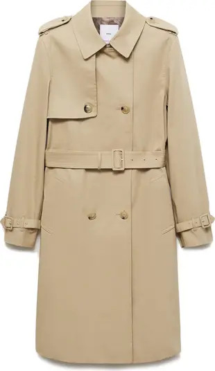 MANGO Classic Double Breasted Water Repellent Cotton Trench Coat | Nordstrom | Nordstrom