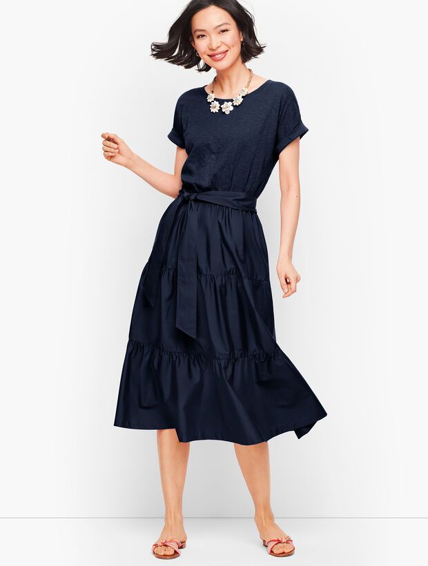 Poplin Skirt Fit & Flare Dress | Talbots