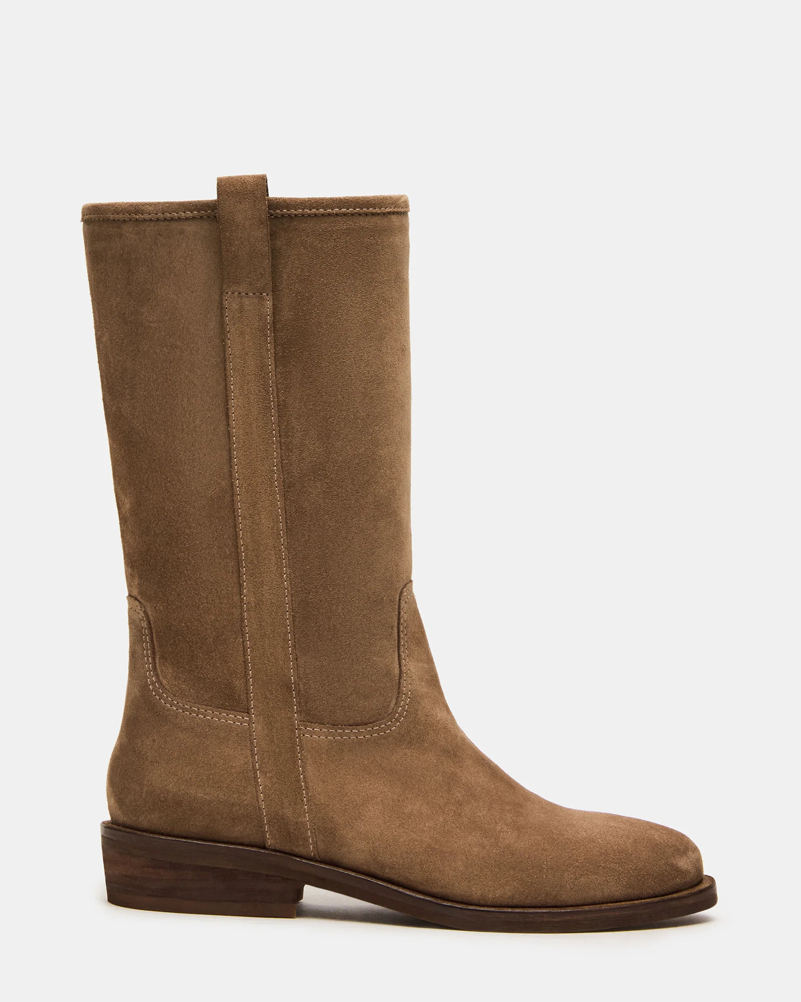 DUNSTER Chestnut Suede Wood Bottom Women's Boot | Steve Madden (US)