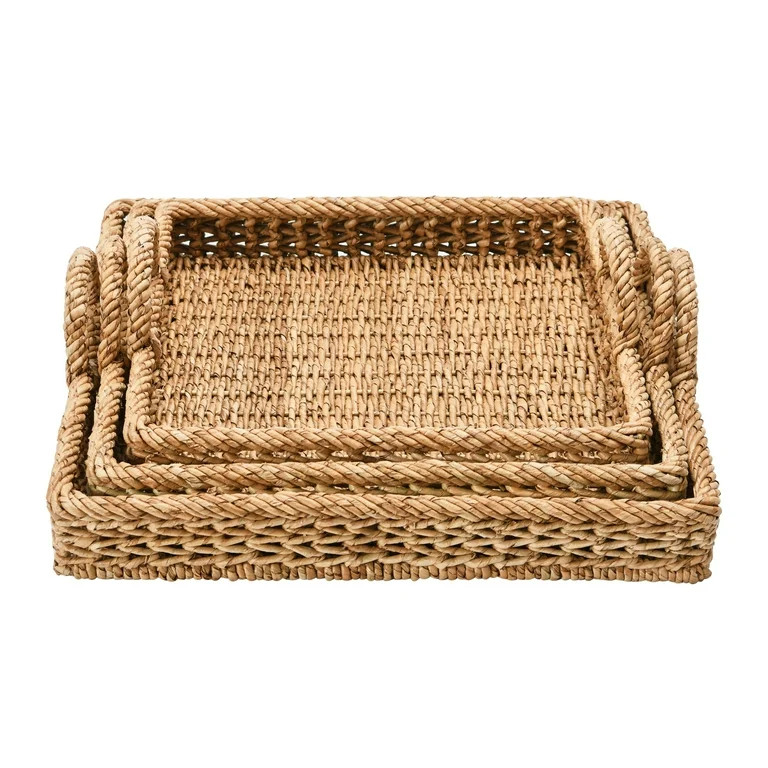 Creative Co-Op S/3 Decorative Water Hyacinth Tray | Walmart (US)