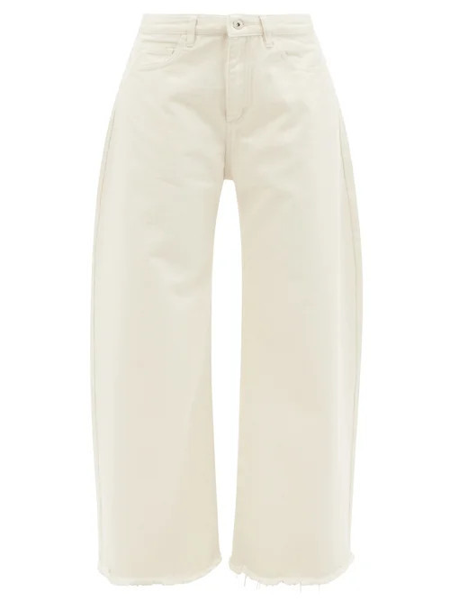 Marques'almeida - Frayed-cuff Organic-cotton Wide-leg Jeans - Womens - Beige | Matches (US)
