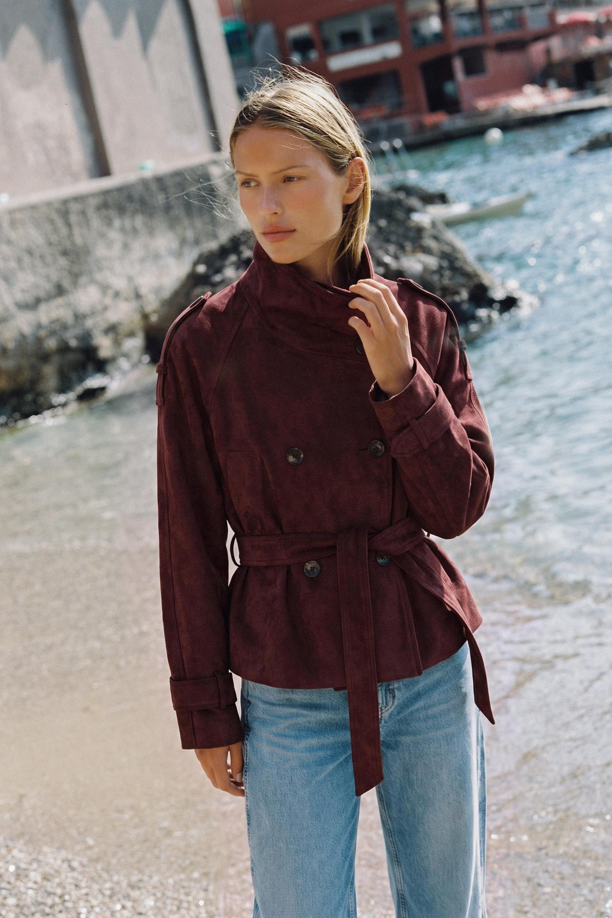FAUX SUEDE BELTED JACKET | Zara US