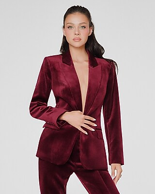 Velvet Corduroy Long Slim Blazer | Express