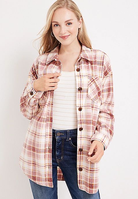 Wilder Plaid Fleece Shacket | Maurices