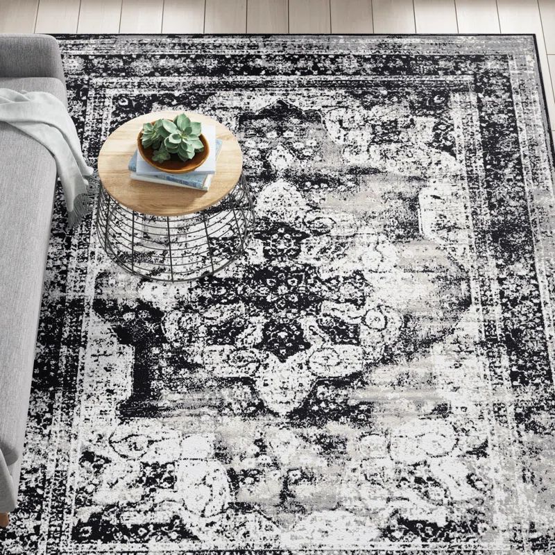 Brandt Oriental Area Rug in Black | Wayfair North America