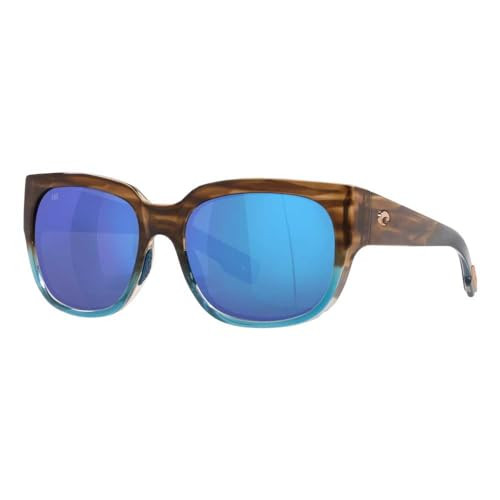 Costa Del Mar Womens Waterwoman Rectangular Sunglasses, Shiny Wahoo/Blue Mirrored Polarized-580G, 55 mm | Amazon (US)