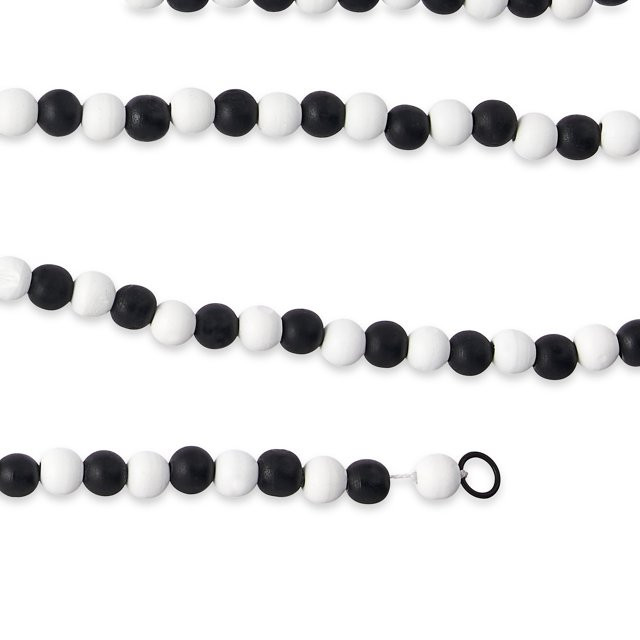 Holiday Time Wood Bead Garland, Black and White, 12' | Walmart (US)