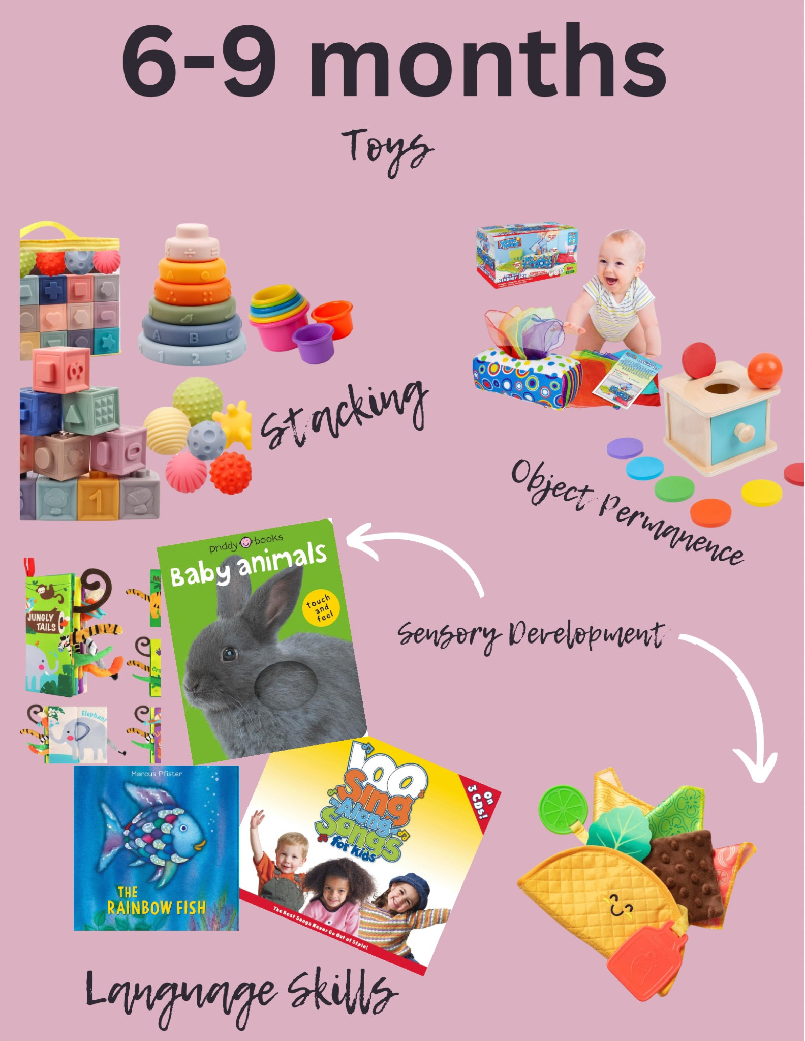 Baby Toys for 6-9 month olds
Baby registry
Gifts
Grandma
Mom
New mom
Developmentally appropriate 
Learning 
Educational
Skills
Cognitive
Sensory
Stacking
Listening
Language
Object permanence 
Fun
Favorites
Must haves 

#LTKbaby #LTKbump #LTKfindsunder50