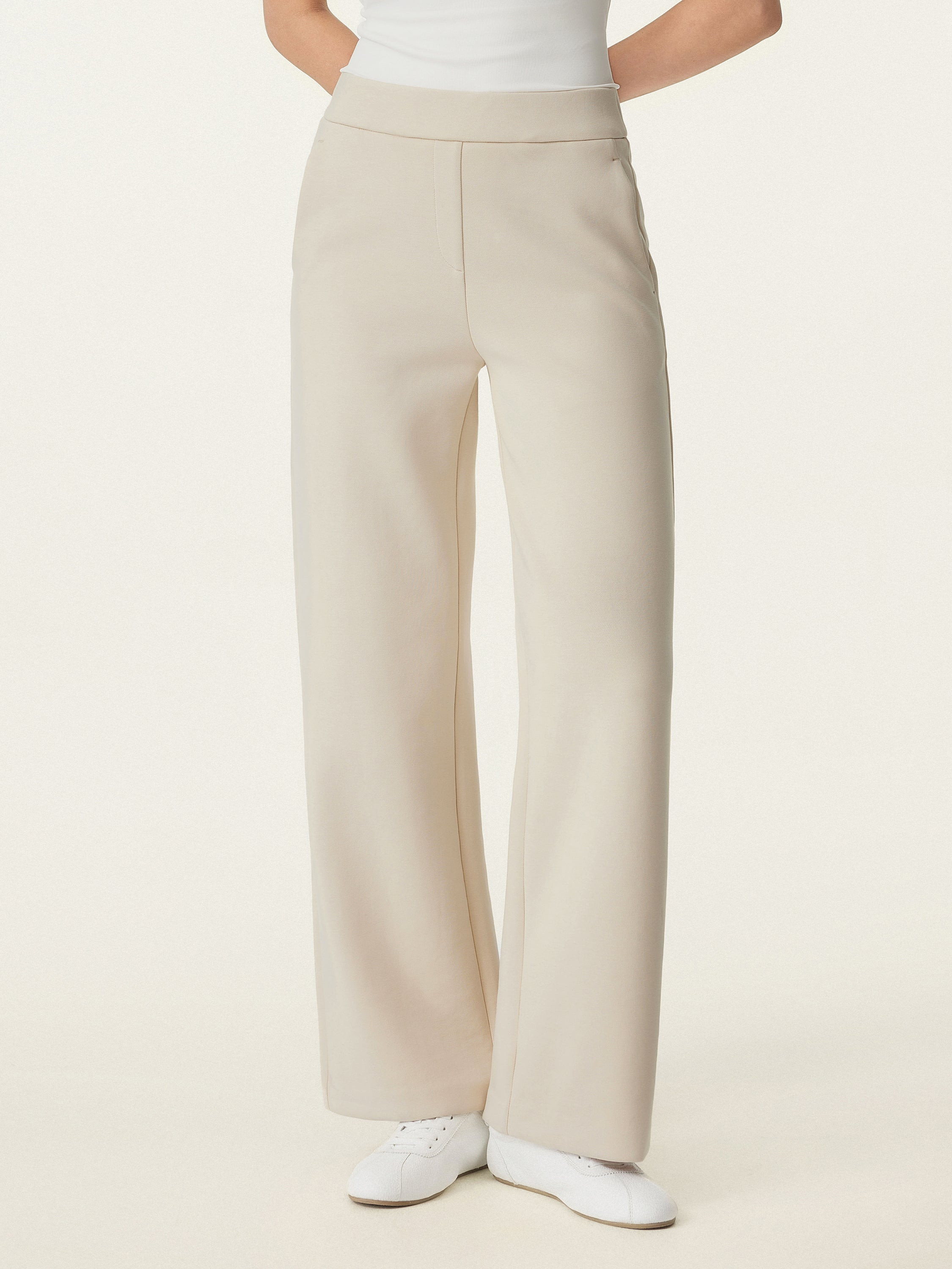 Textured Mid Rise Pull-on Straight Pant with Pockets | OGLmove