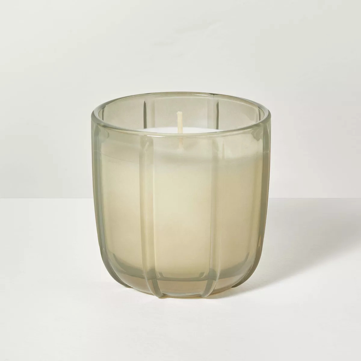 Tinted Glass Grapefruit & Herbs Ribbed Jar Candle Light Green - Hearth & Hand™ with Magnolia | Target
