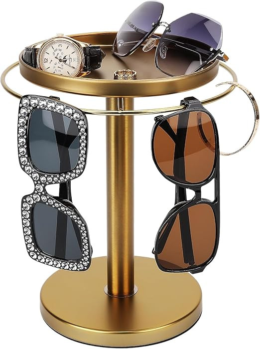 kondyfayo 360° Rotating Sunglass Organizer Storage, Stainless Steel Glasses Holder Stand, Glasse... | Amazon (US)