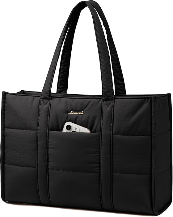 LOVEVOOK Laptop Bag for Women, Puffer Tote Bag for Work 15.6 Inch Large Computer Briefcase for Te... | Amazon (US)